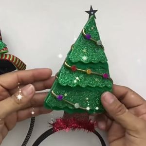 como hacer diademas de Navidad