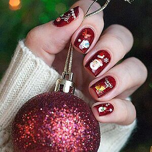 decoración de uñas de Navidad con pegatinas