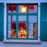 Decoración con luces de Navidad para ventanas
