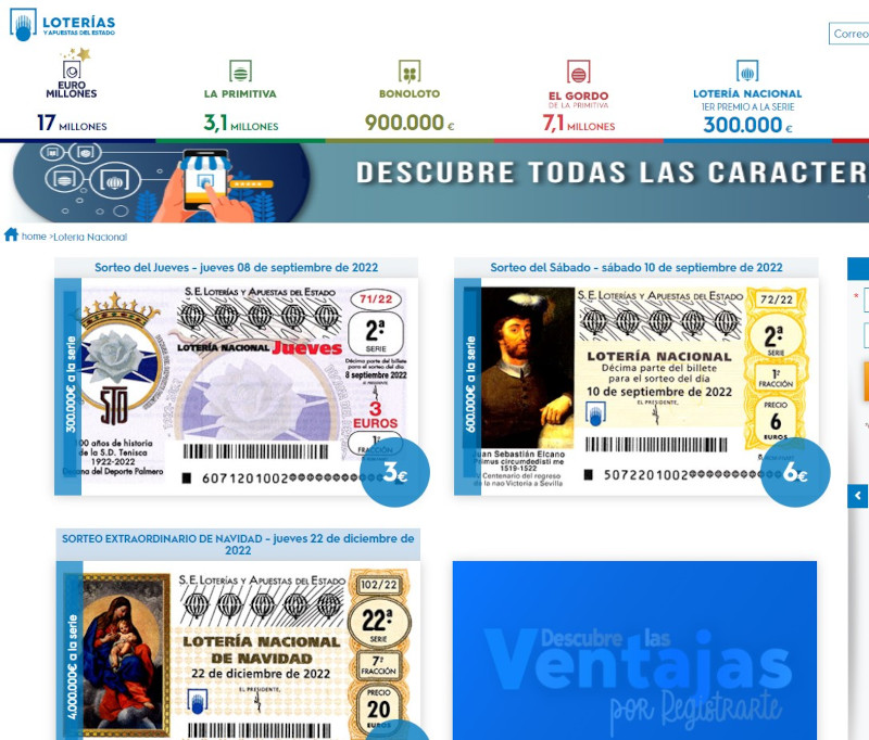 Comprar Lotería de Navidad Online en Loterías y Apuestas del Estado